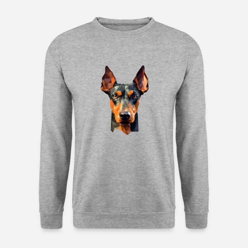 Dobermann - Polygon Hunde Design - Unisex Pullover - Weißgrau meliert