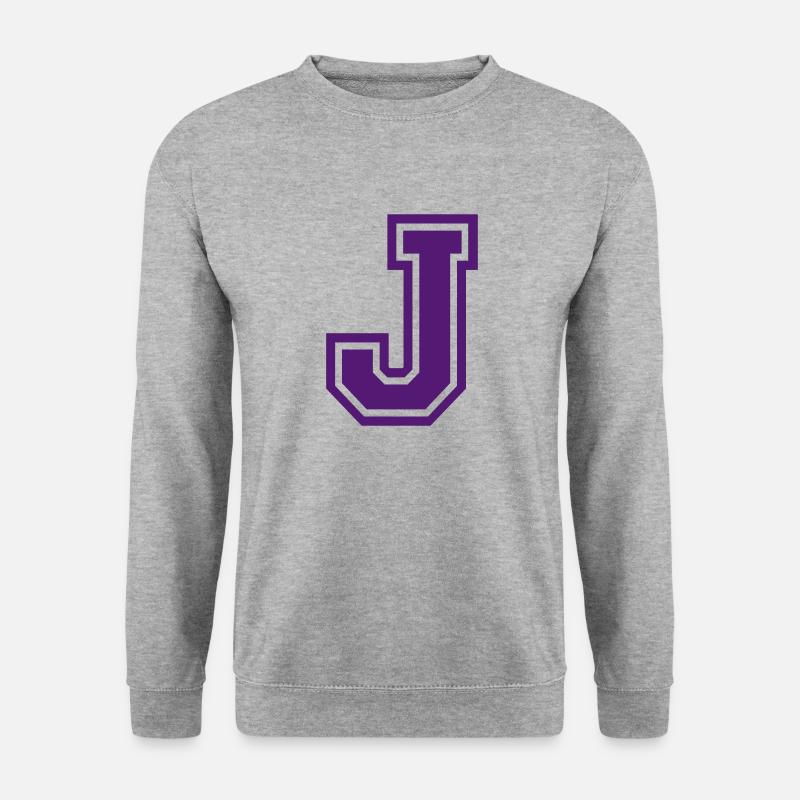 Buchstabe J - Unisex Pullover - Weißgrau meliert