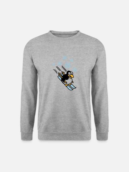 pinguin_ski_022011_h_3c - Unisex Pullover - Weißgrau meliert