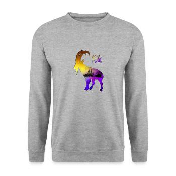 Köln Geißbock Hennes - Unisex Pullover - Weißgrau meliert - Vorne - Alina (178cm) & Michal (187cm)