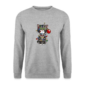 Christmascat - Sweat-shirt Unisexe - gris chiné - Devant - Alina (178cm) & Michal (187cm)