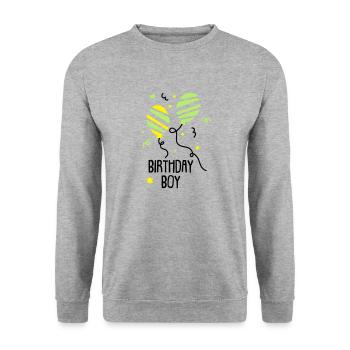 Geburtstagsshirt JUNGS - Unisex Pullover - Weißgrau meliert - Vorne - Alina (178cm) & Michal (187cm)