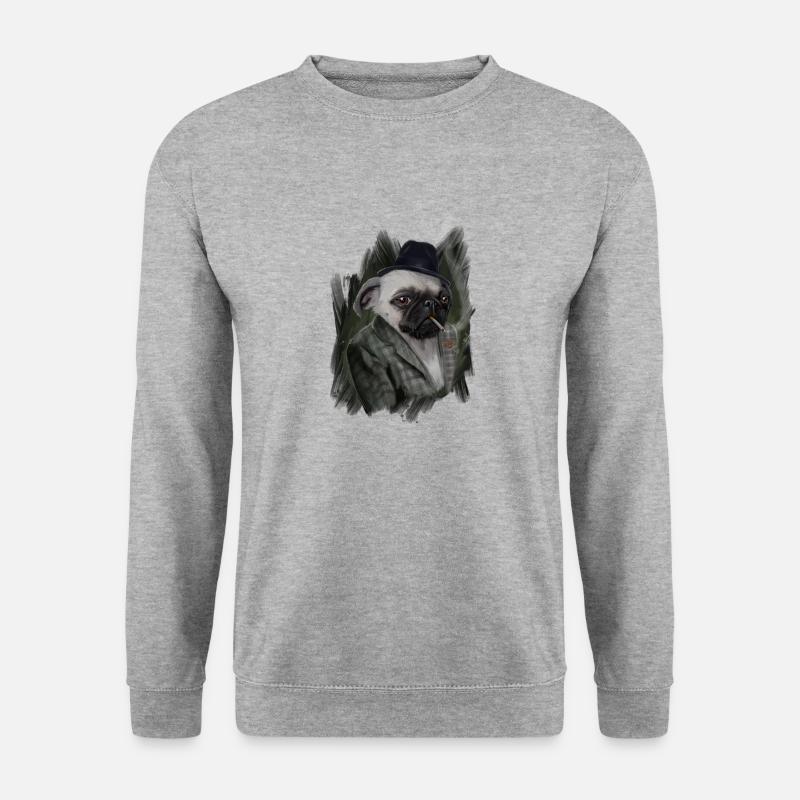 mops - Unisex Pullover - Weißgrau meliert