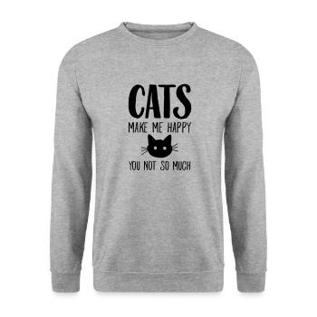 Cats Make Me Happy - You Not So Much - Unisex Sweatshirt - salt & pepper - Front - Alina (178cm) & Michal (187cm)