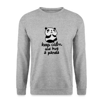 Keep Calm And Hug A Panda - Sweat-shirt Unisexe - gris chiné - Devant - Alina (178cm) & Michal (187cm)