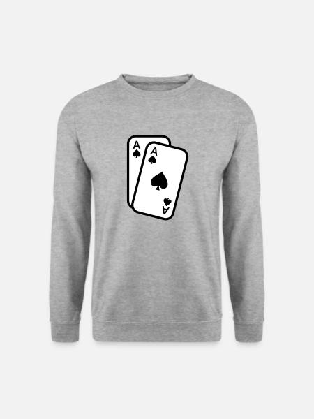 Karten Pik Ass Spielkarten Poker - Unisex Pullover - Weißgrau meliert