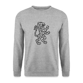 Lion Coat of Arms - Unisex Sweatshirt - salt & pepper - Front - Alina (178cm) & Michal (187cm)