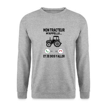 Conducteur Tracteur Agriculteur Tracteur Amour - Sweat-shirt Unisexe - gris chiné - Devant - Alina (178cm) & Michal (187cm)