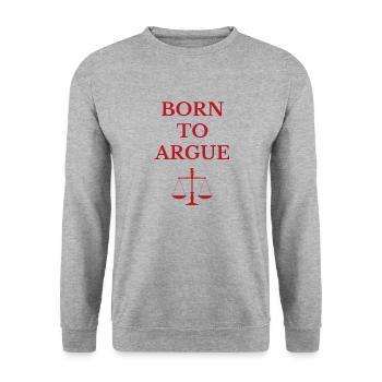 Born to argue Jura Anwalt Beruf Geschenk - Unisex Pullover - Weißgrau meliert - Vorne - Alina (178cm) & Michal (187cm)