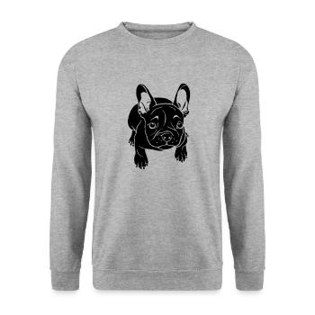 Bulldog français chiot - Sweat-shirt Unisexe - gris chiné - Devant - Alina (178cm) & Michal (187cm)