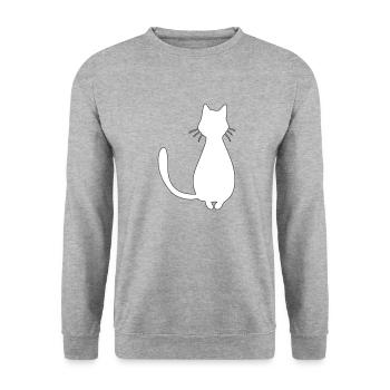 katze - Unisex Pullover - Weißgrau meliert - Vorne - Alina (178cm) & Michal (187cm)