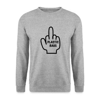 Fuck Plastic Bags - Unisex Pullover - Weißgrau meliert - Vorne - Alina (178cm) & Michal (187cm)