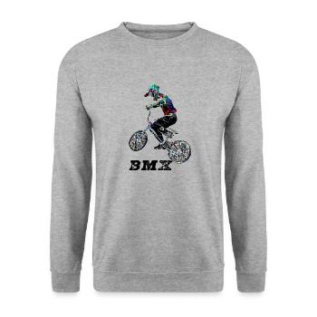 bmx - Unisex Sweatshirt - salt & pepper - Front - Alina (178cm) & Michal (187cm)