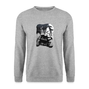 TOMZOFF Lach doch mal! - Unisex Pullover - Weißgrau meliert - Vorne - Alina (178cm) & Michal (187cm)