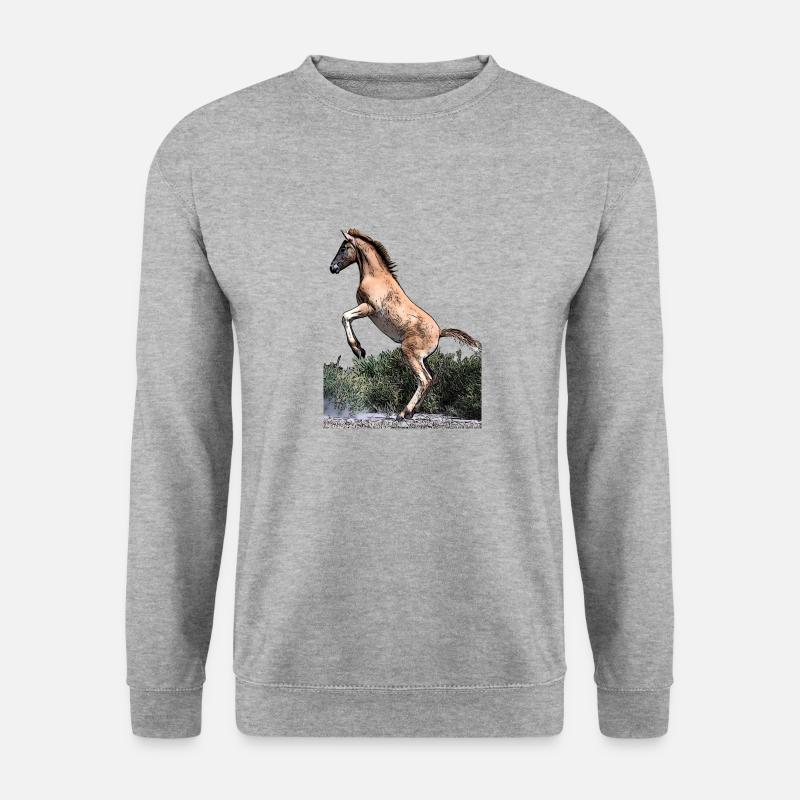 Junges Pferd - Unisex Pullover - Weißgrau meliert