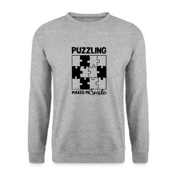 Puzzling Makes Me Smile Jigsaw Hobby Puzzler - Unisex Sweatshirt - salt & pepper - Front - Alina (178cm) & Michal (187cm)