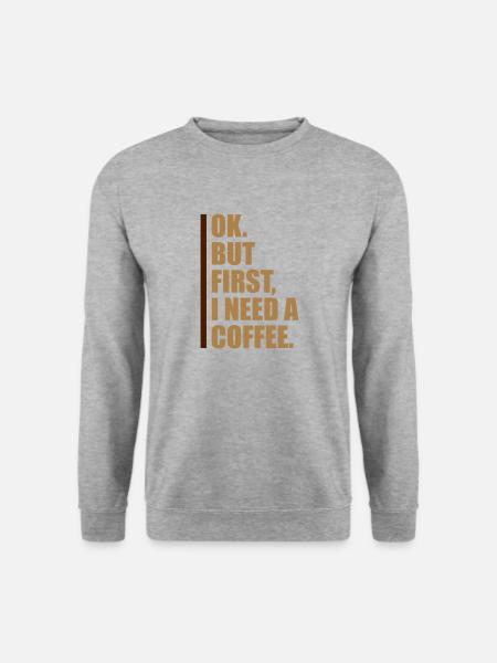 Fist I need Coffee - Unisex Pullover - Weißgrau meliert