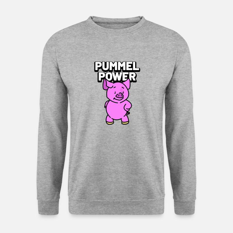 pummel power schweinchen - Unisex Pullover - Weißgrau meliert