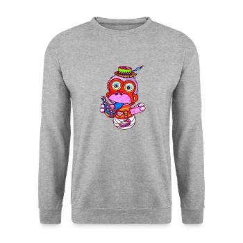 Baby Affe - Unisex Pullover - Weißgrau meliert - Vorne - Alina (178cm) & Michal (187cm)