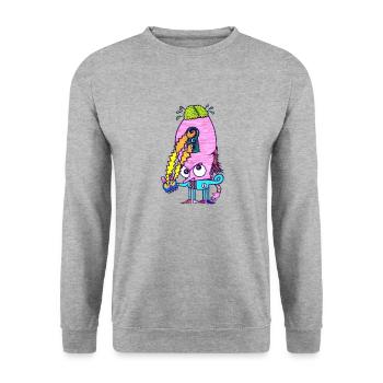 Gehirn Kopf - Unisex Pullover - Weißgrau meliert - Vorne - Alina (178cm) & Michal (187cm)