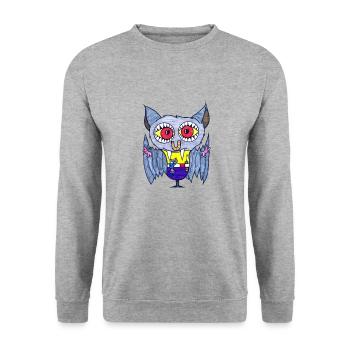 Hufeisen Fledermaus - Unisex Pullover - Weißgrau meliert - Vorne - Alina (178cm) & Michal (187cm)