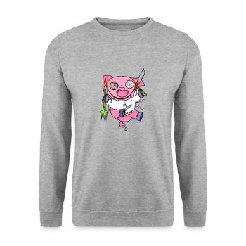 Durch Schwein - Unisex Pullover - Weißgrau meliert - Vorne - Alina (178cm) & Michal (187cm)