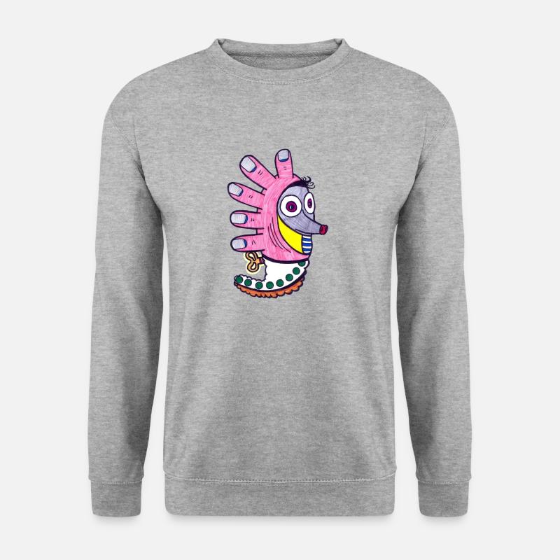 Finger Igel - Unisex Pullover - Weißgrau meliert