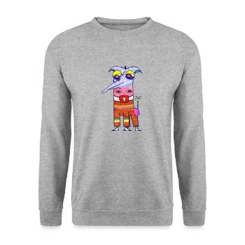 Nasen Giraffe - Unisex Pullover - Weißgrau meliert - Vorne - Alina (178cm) & Michal (187cm)