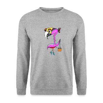 Flamingo - Unisex Pullover - Weißgrau meliert - Vorne - Alina (178cm) & Michal (187cm)