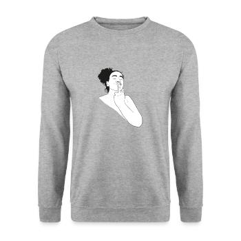 Doigt bisou - Sweat-shirt Unisexe - gris chiné - Devant - Alina (178cm) & Michal (187cm)