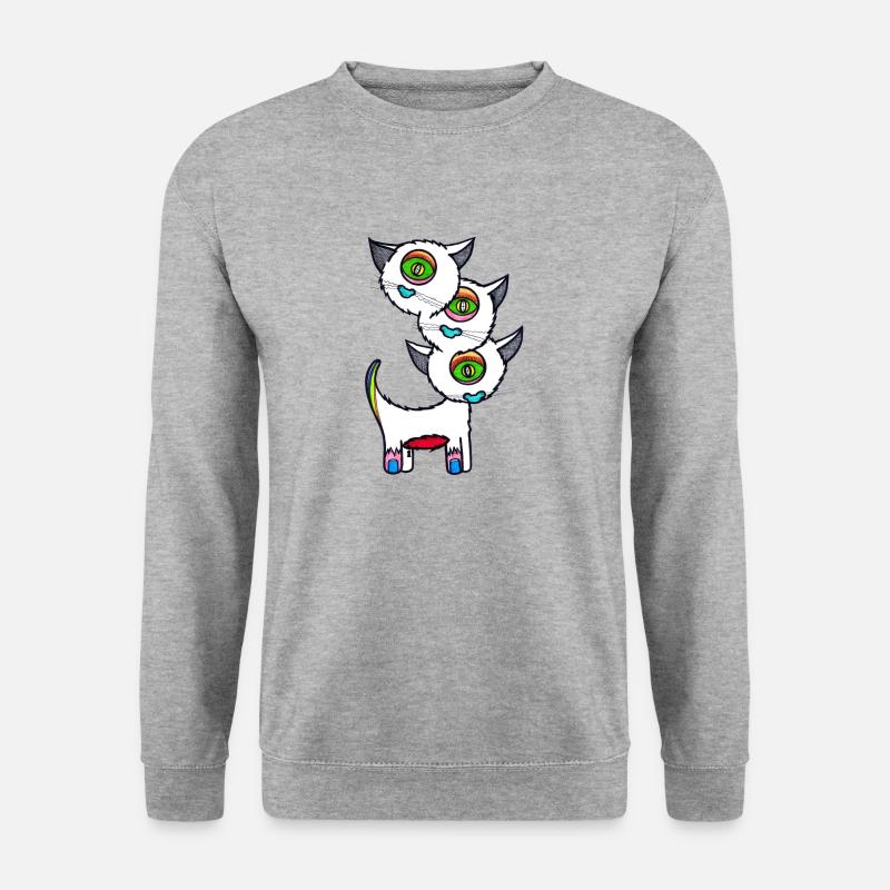 Drei Katzen - Unisex Pullover - Weißgrau meliert