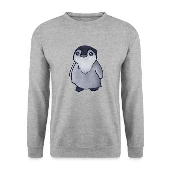 Süsser kleiner Pinguin - Unisex Pullover - Weißgrau meliert - Vorne - Alina (178cm) & Michal (187cm)