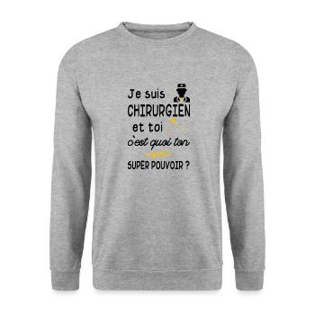 je suis chirurgien / super chirurgien - Sweat-shirt Unisexe - gris chiné - Devant - Alina (178cm) & Michal (187cm)