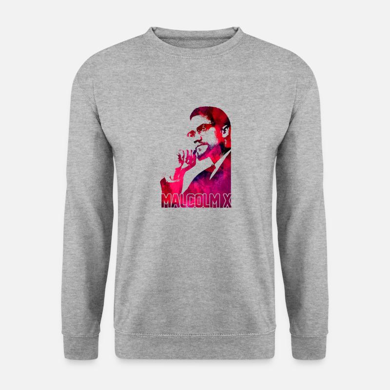 Malcolm X - Unisex Pullover - Weißgrau meliert