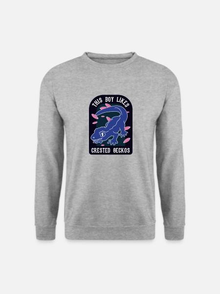 Crested Geckos Wildlife Birds Cute Eidechse - Unisex Pullover - Weißgrau meliert