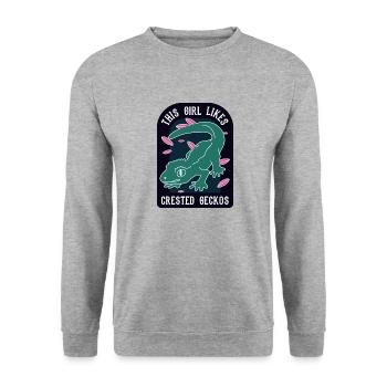 Une fille aime les geckos huppés, les reptiles, - Sweat-shirt Unisexe - gris chiné - Devant - Alina (178cm) & Michal (187cm)