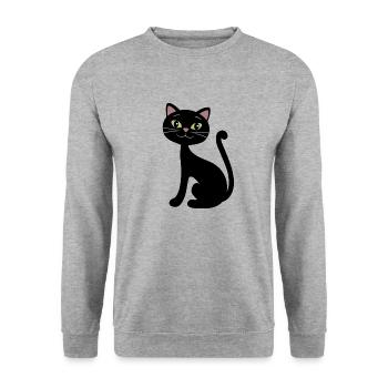 Happy black cat - Unisex Sweatshirt - salt & pepper - Front - Alina (178cm) & Michal (187cm)