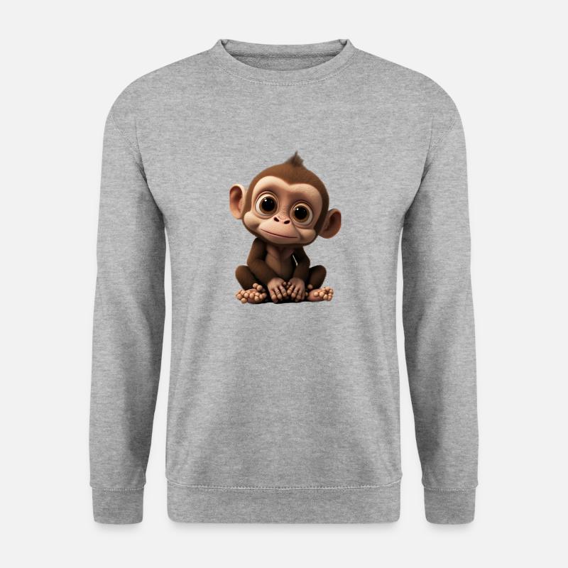 Baby Affe - Unisex Pullover - Weißgrau meliert