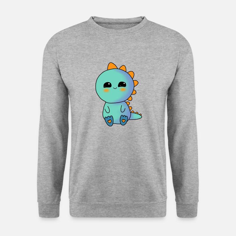 Kleiner süßer Regenbogen Dino - Unisex Pullover - Weißgrau meliert