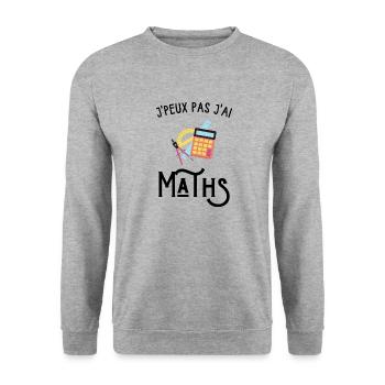 je peux pas j'ai maths - Sweat-shirt Unisexe - gris chiné - Devant - Alina (178cm) & Michal (187cm)