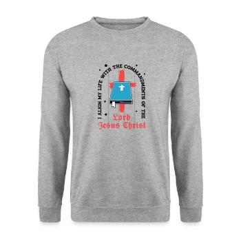 Bible Study Jesus Christ Christianity Faith - Unisex Sweatshirt - salt & pepper - Front - Alina (178cm) & Michal (187cm)