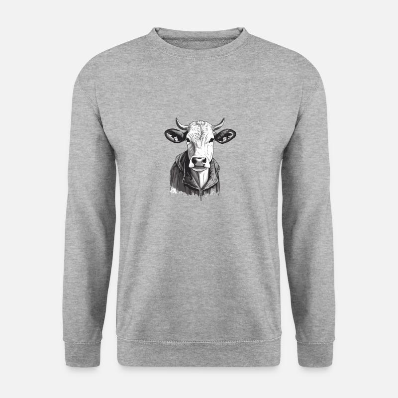 Kuhkopf - Unisex Pullover - Weißgrau meliert