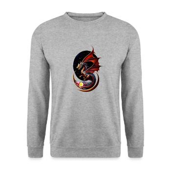 Nacht-Drache - Unisex Pullover - Weißgrau meliert - Vorne - Alina (178cm) & Michal (187cm)