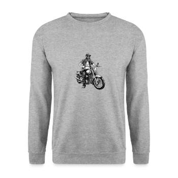 Jack der Biker - Unisex Pullover - Weißgrau meliert - Vorne - Alina (178cm) & Michal (187cm)