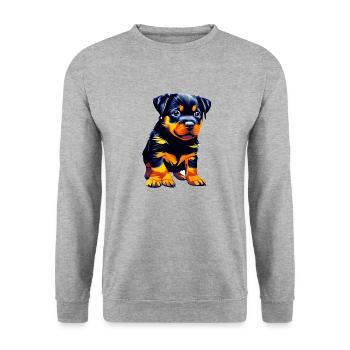 Chiot Rottweiler Chien Rottweiler Puppy Dogs - Sweat-shirt Unisexe - gris chiné - Devant - Alina (178cm) & Michal (187cm)