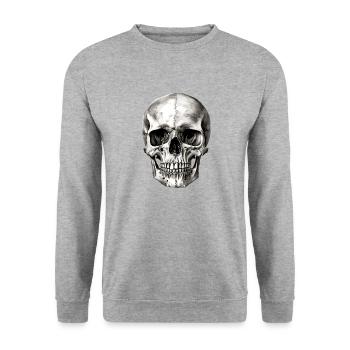 Tête de mort au crayon n°2 - Sweat-shirt Unisexe - gris chiné - Devant - Alina (178cm) & Michal (187cm)