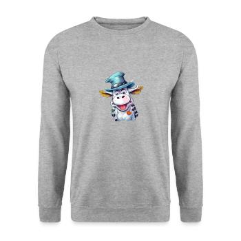 Misy the cow in the hat - Unisex Sweatshirt - salt & pepper - Front - Alina (178cm) & Michal (187cm)