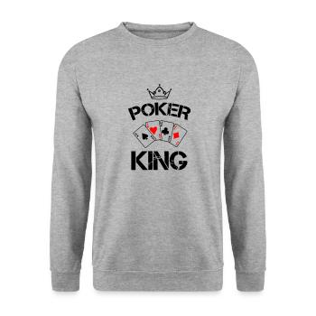 poker king 1 - Unisex Pullover - Weißgrau meliert - Vorne - Alina (178cm) & Michal (187cm)