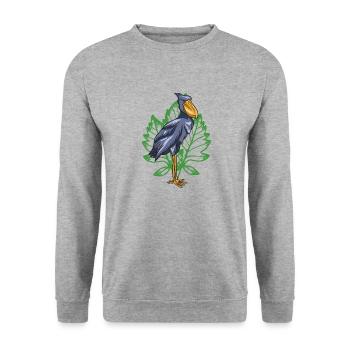 Bec-de-chaussure Ornithologue Forêt I Cadeau - Sweat-shirt Unisexe - gris chiné - Devant - Alina (178cm) & Michal (187cm)