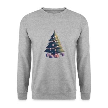Glowing Christmas Tree - Unisex Sweatshirt - salt & pepper - Front - Alina (178cm) & Michal (187cm)